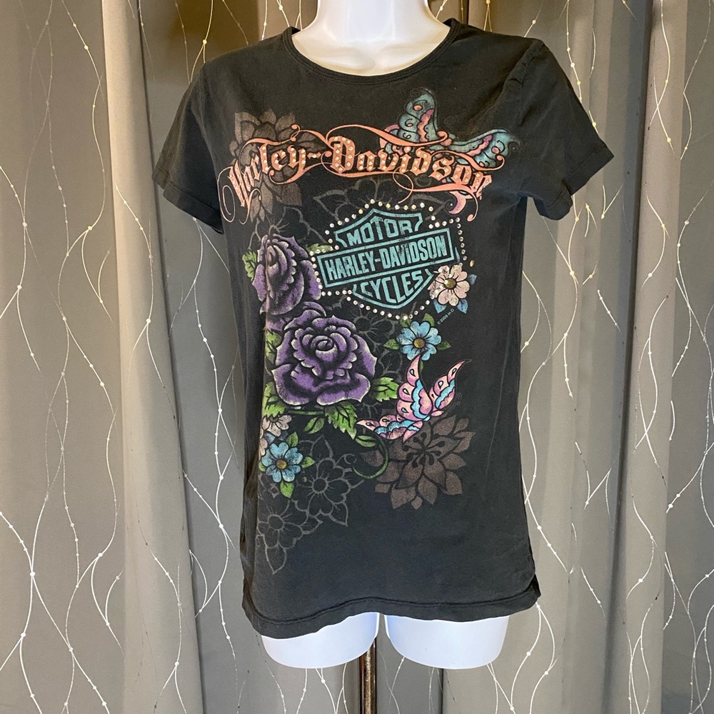 Harley Davidson T shirt with crystals.